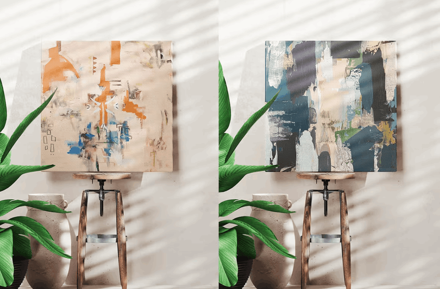 210Square Canvas Frame In Art Workshop Mockup - whaledesign