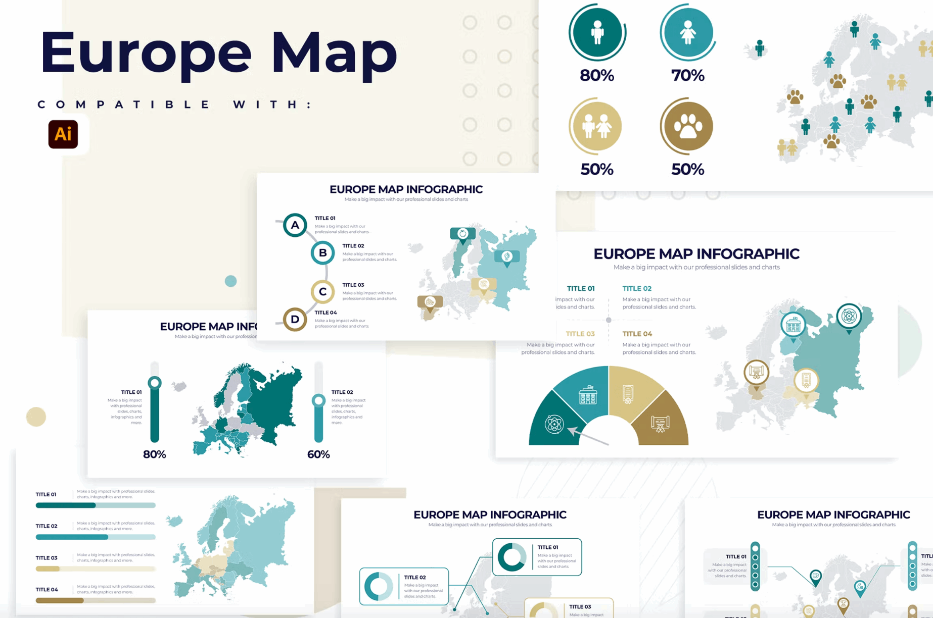 245Education Europe Map Illustrator Infographics