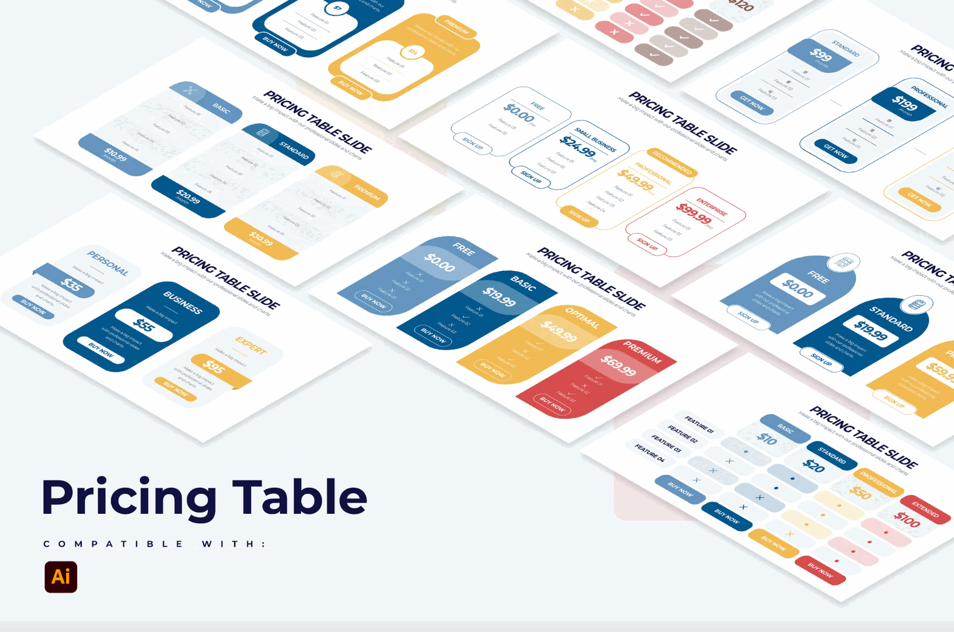 246Pricing Table Slides Illustrator Infographics