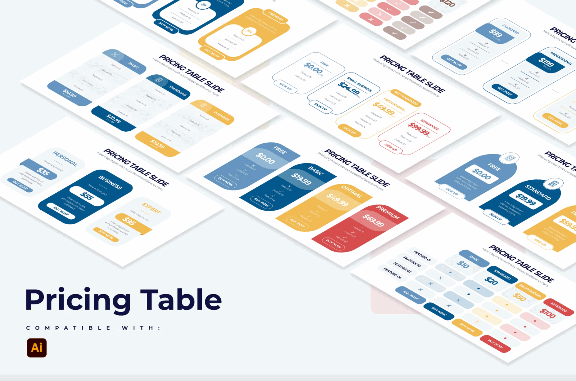 246Pricing Table Slides Illustrator Infographics - whaledesign