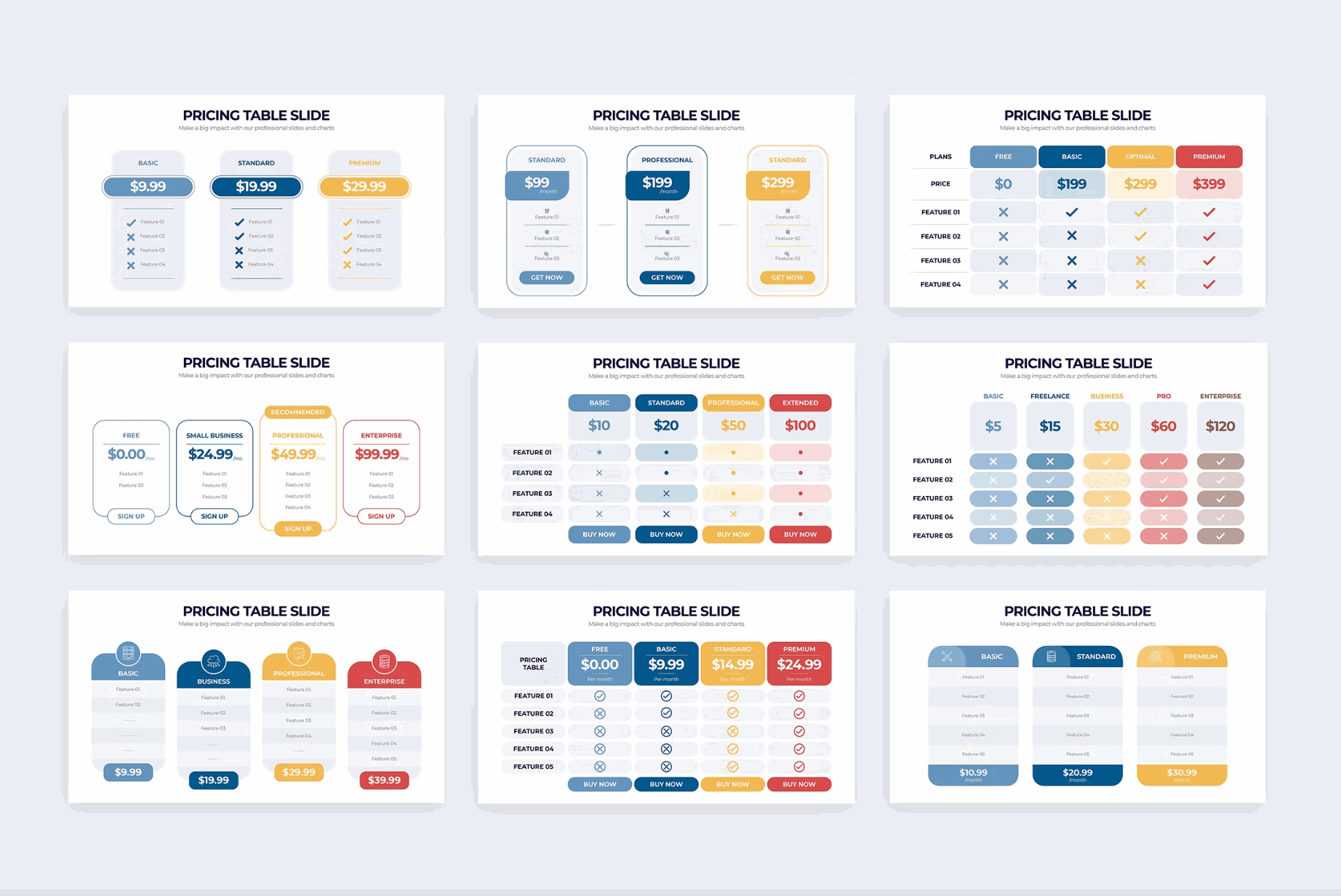 246Pricing Table Slides Illustrator Infographics