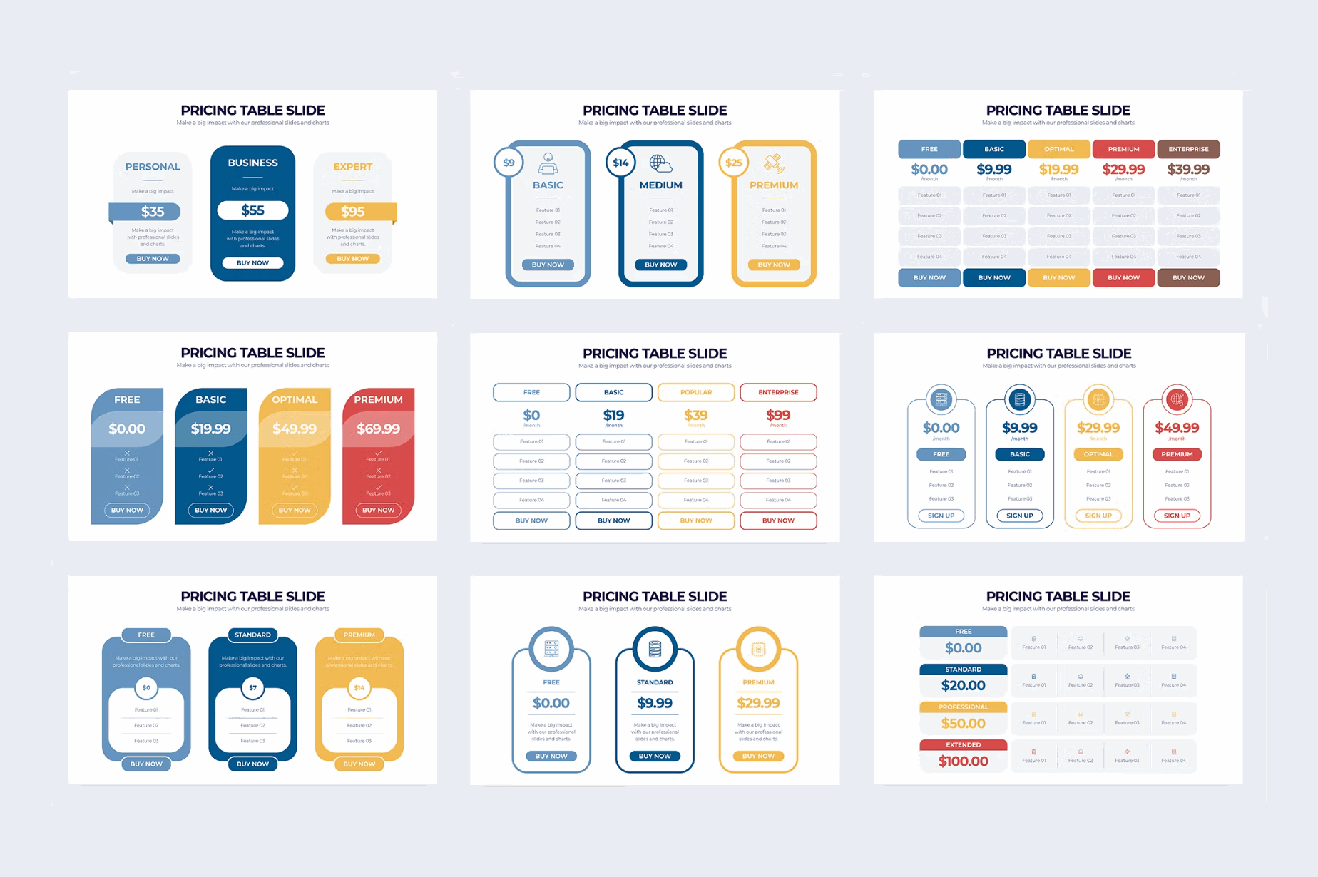 246Pricing Table Slides Illustrator Infographics