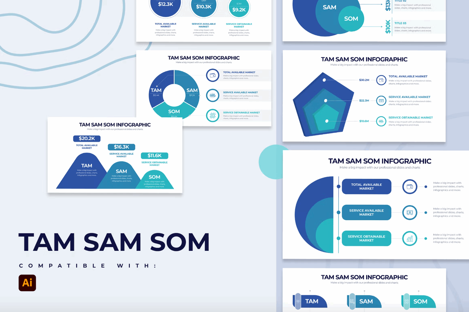 249Business TAM SAM SOM Illustrator Infographics