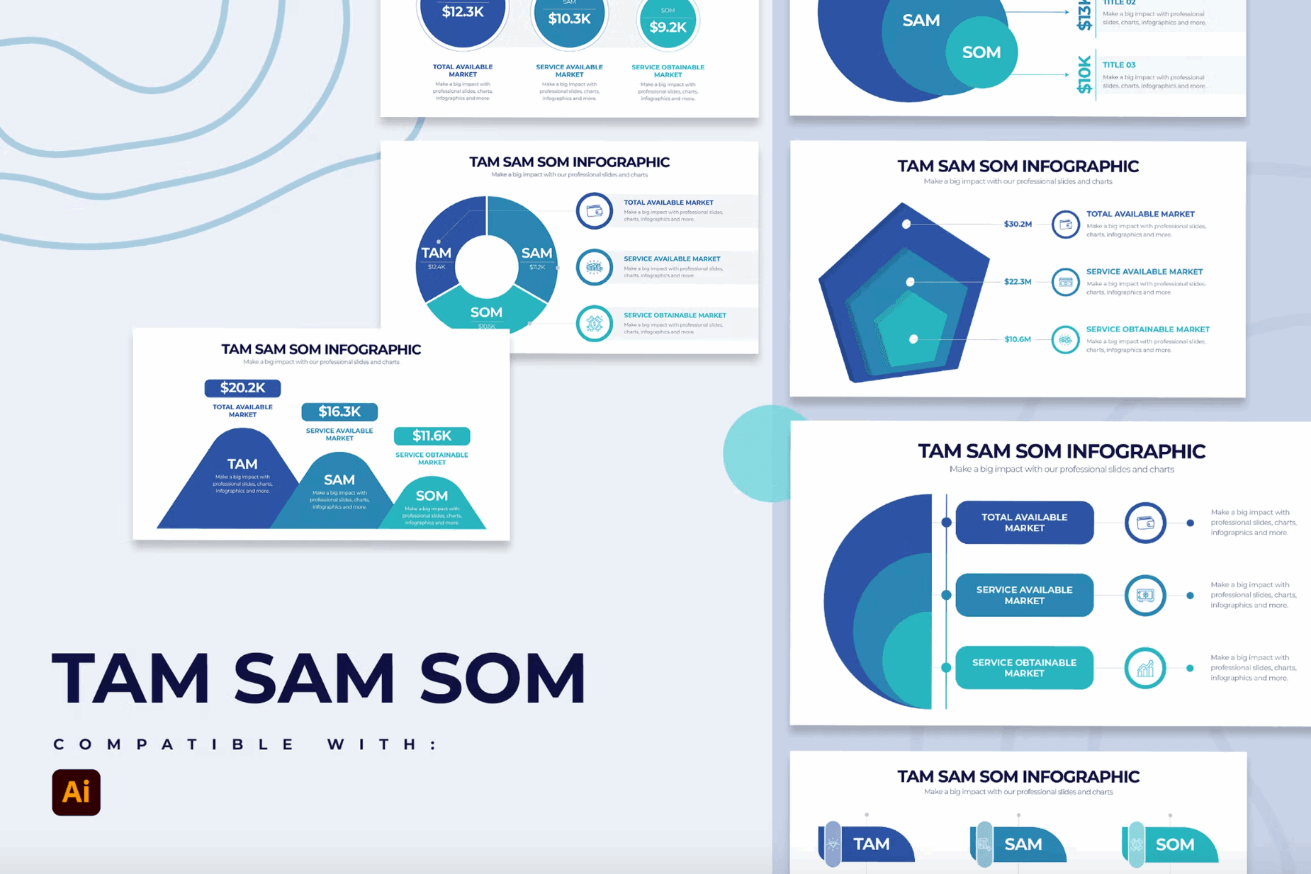 249Business TAM SAM SOM Illustrator Infographics - whaledesign