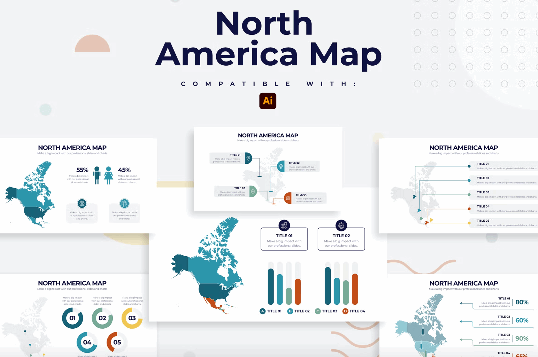 253North America Map Illustrator Infographics