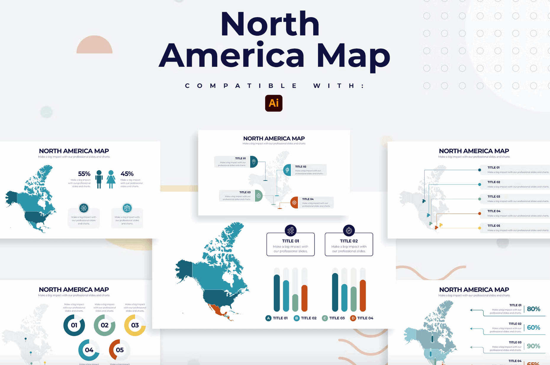 253North America Map Illustrator Infographics - whaledesign
