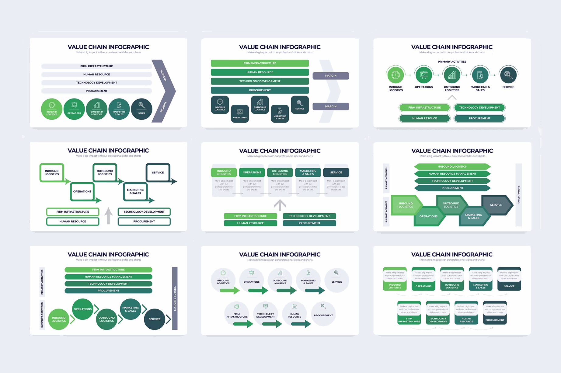 256Business Value Chain Illustrator Infographics