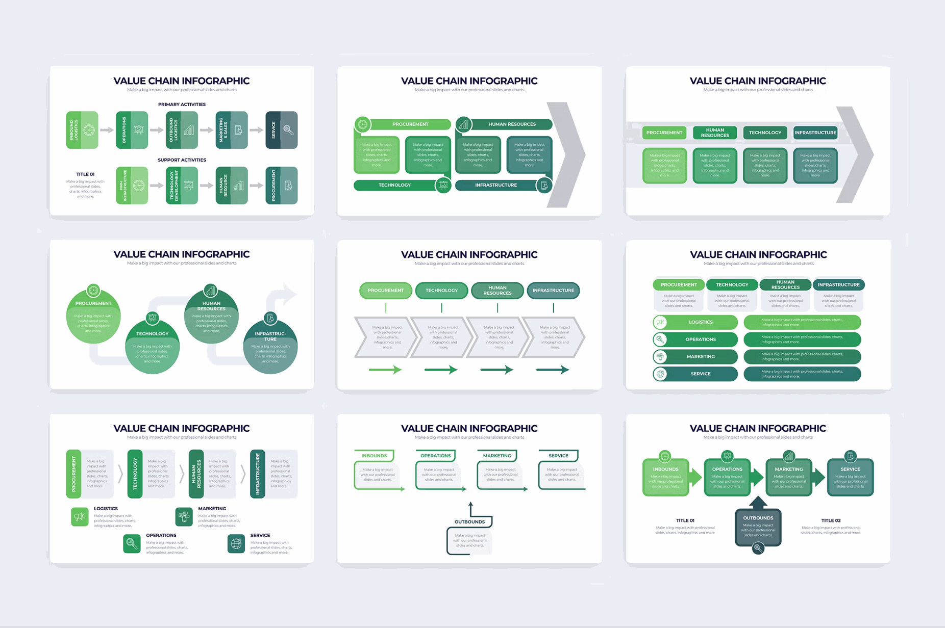 256Business Value Chain Illustrator Infographics