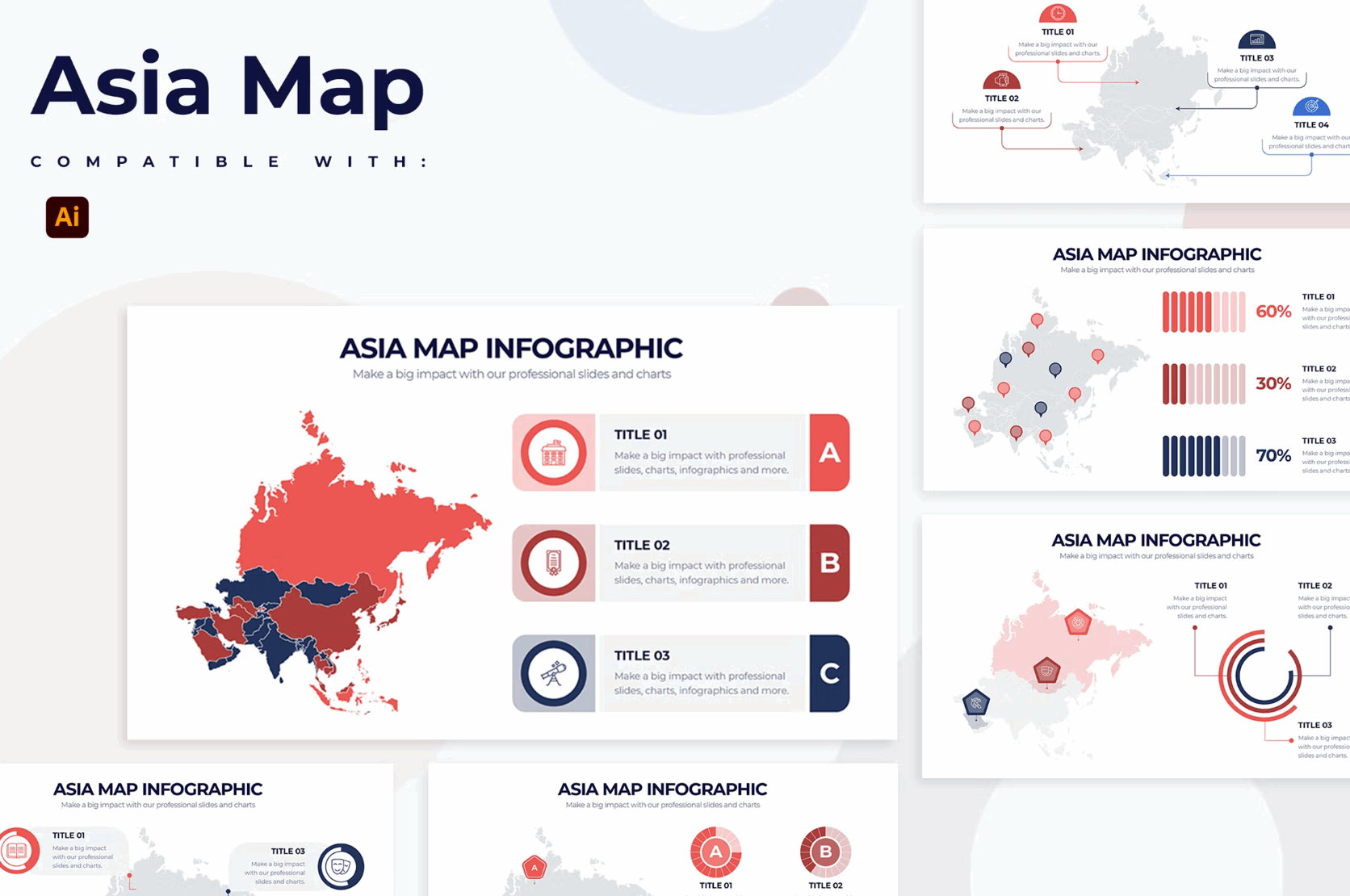 257Education Asia Map Illustrator Infographics