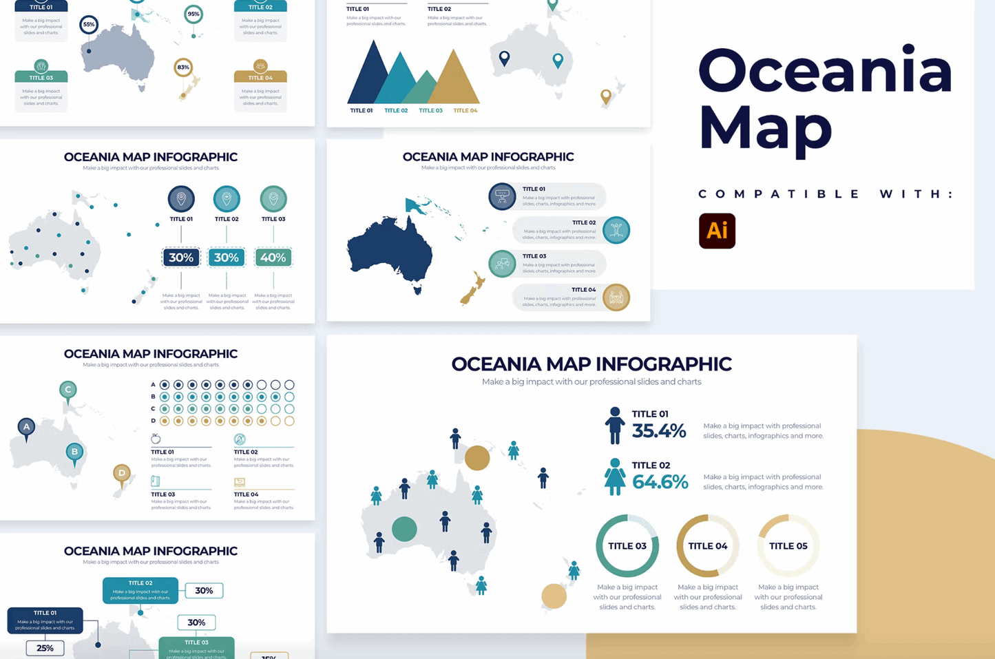 259Education Oceania Map Illustrator Infographics - whaledesign