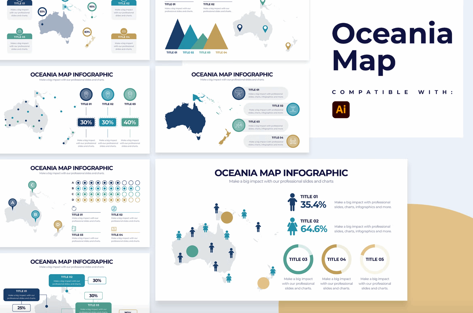 259Education Oceania Map Illustrator Infographics