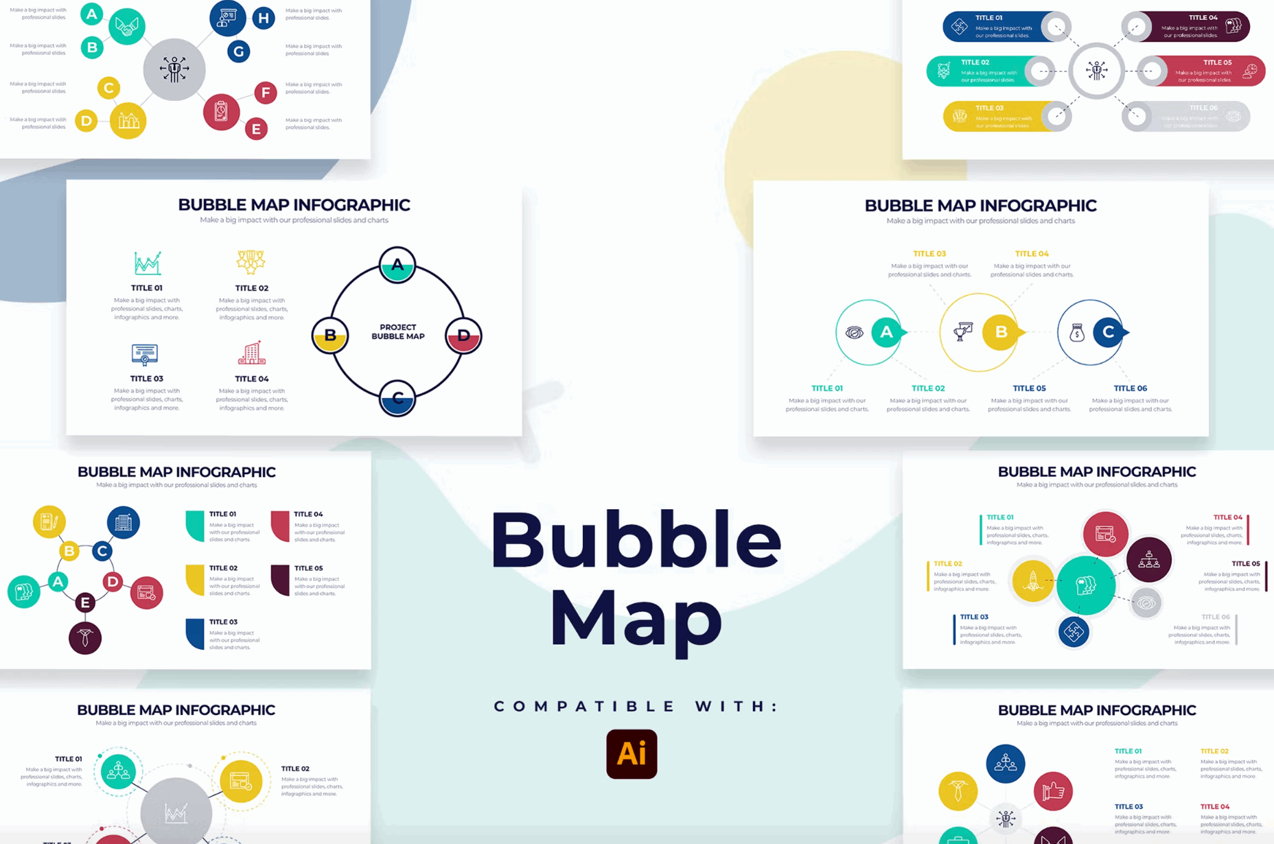 261Business Bubble Map Illustrator Infographics