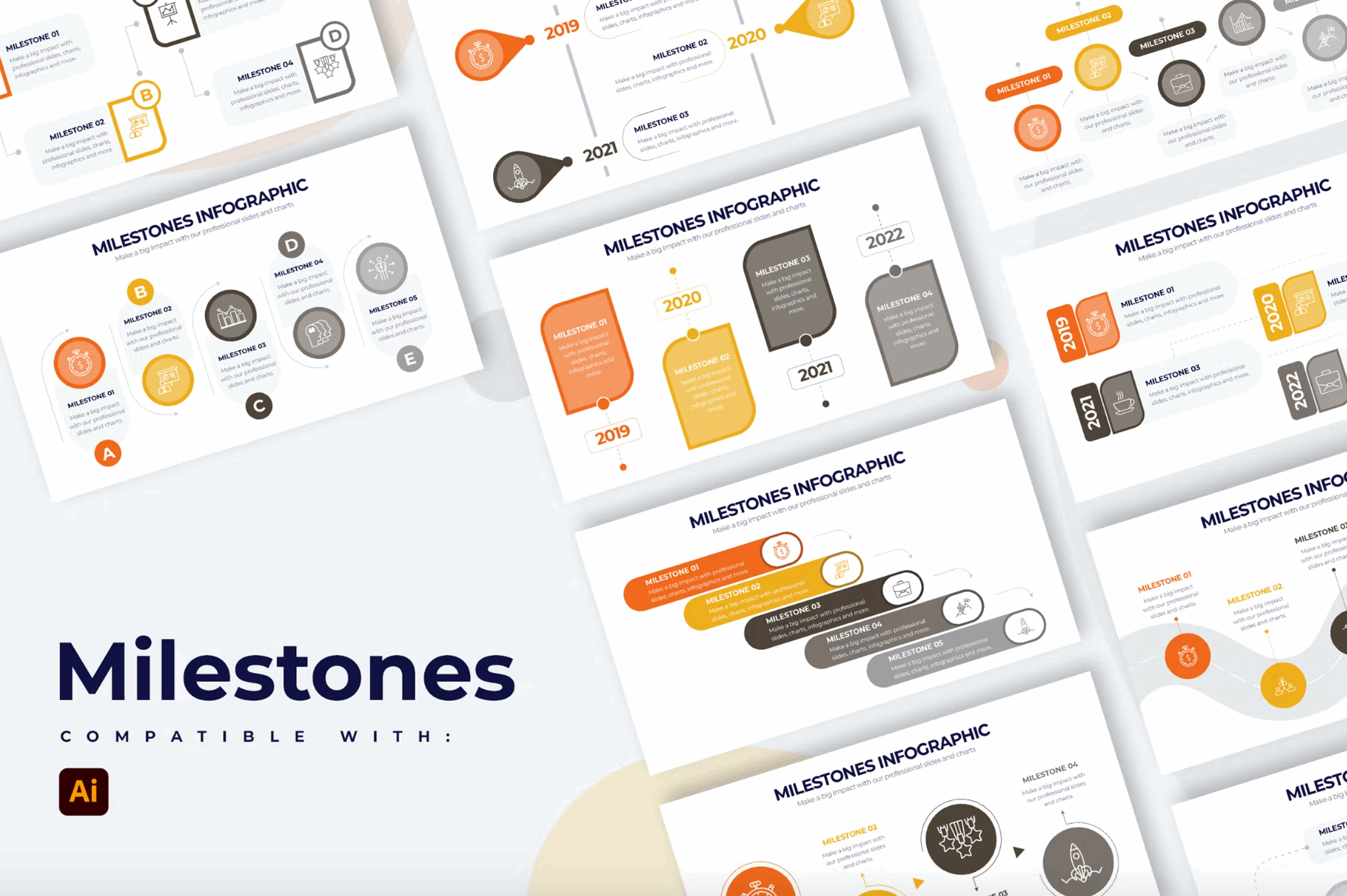 262Business Milestone Illustrator Infographics