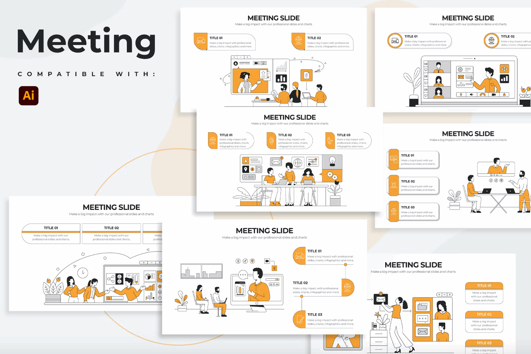 266Business Meeting Slides Illustrator Infographics