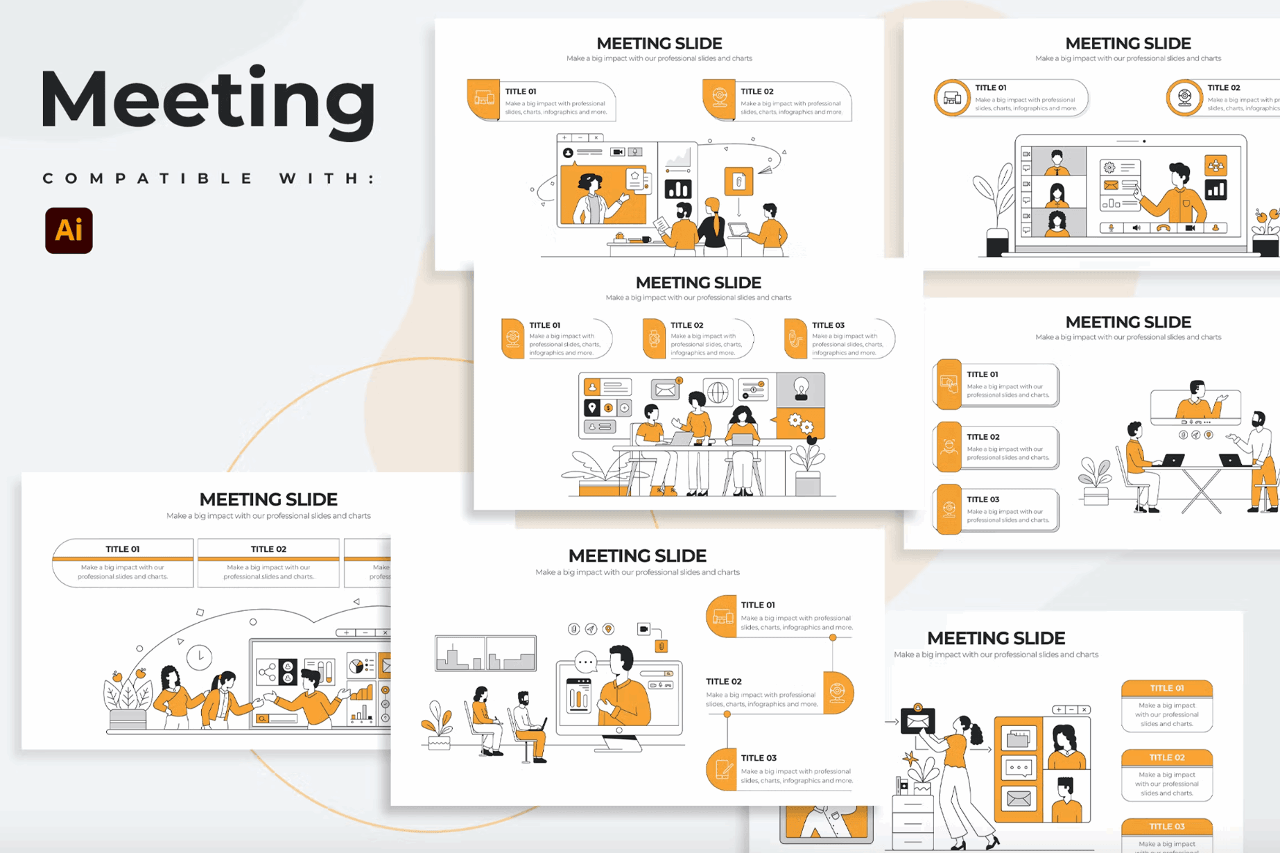 266Business Meeting Slides Illustrator Infographics - whaledesign