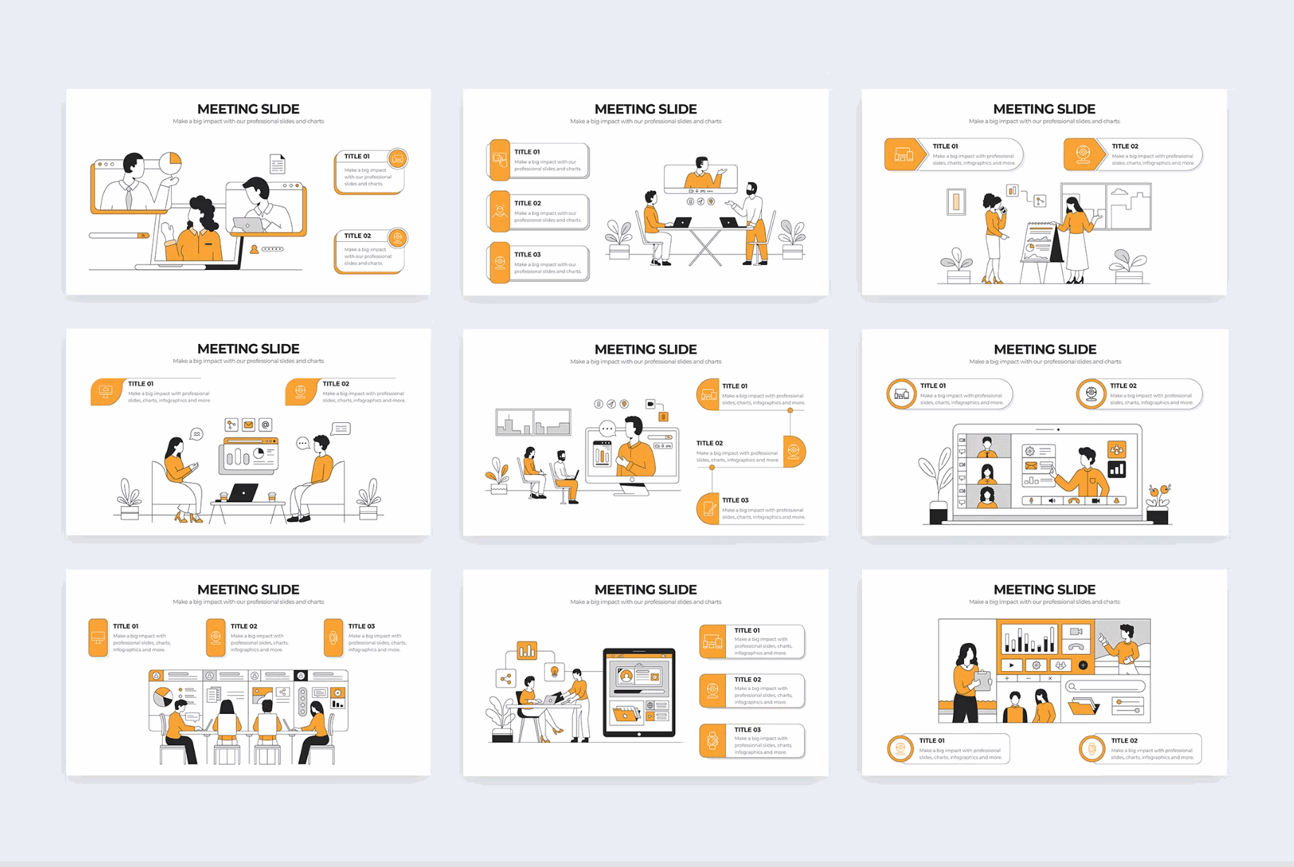 266Business Meeting Slides Illustrator Infographics