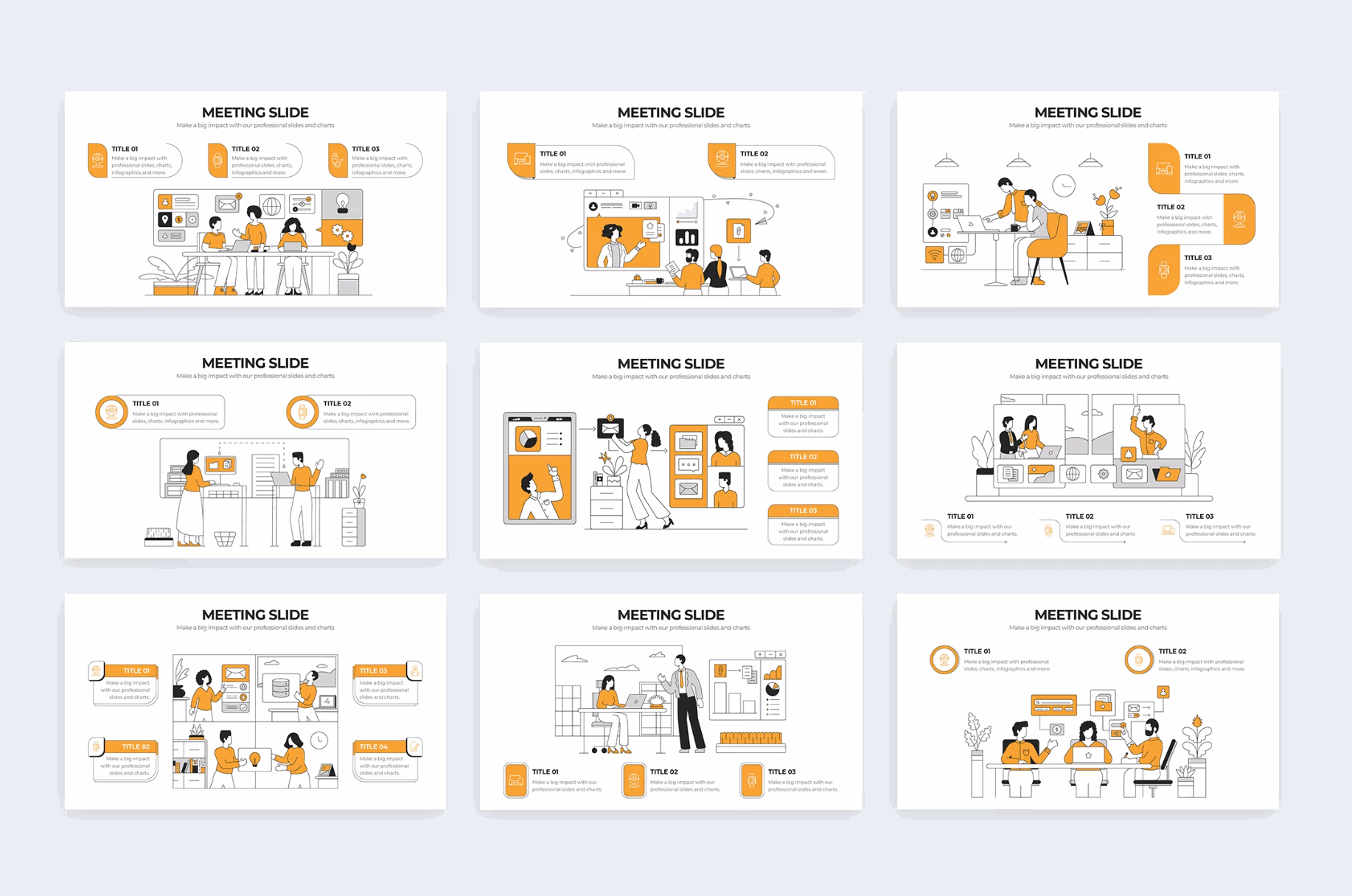 266Business Meeting Slides Illustrator Infographics