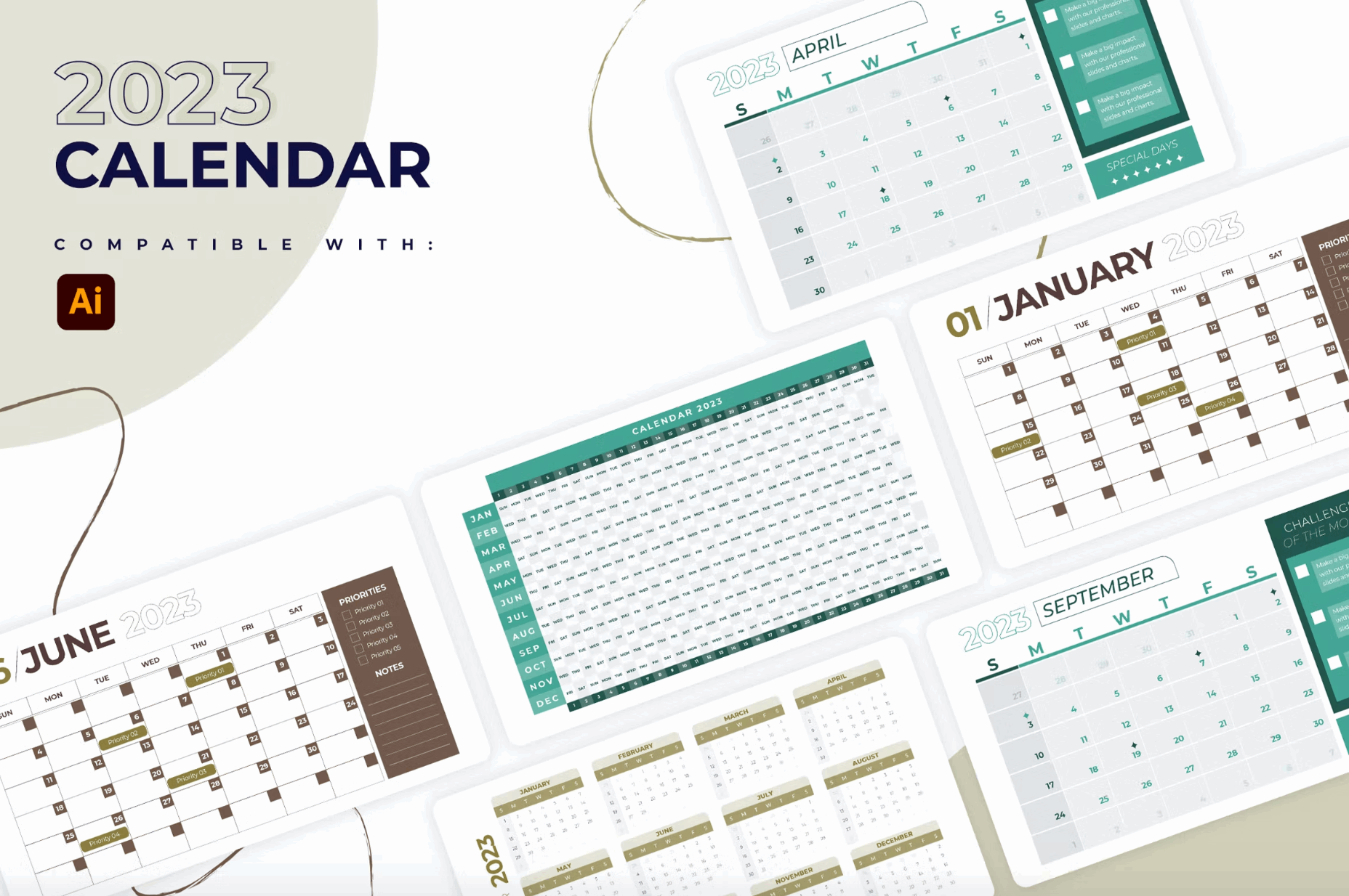 2752023 Calendar Slides Illustrator Infographics