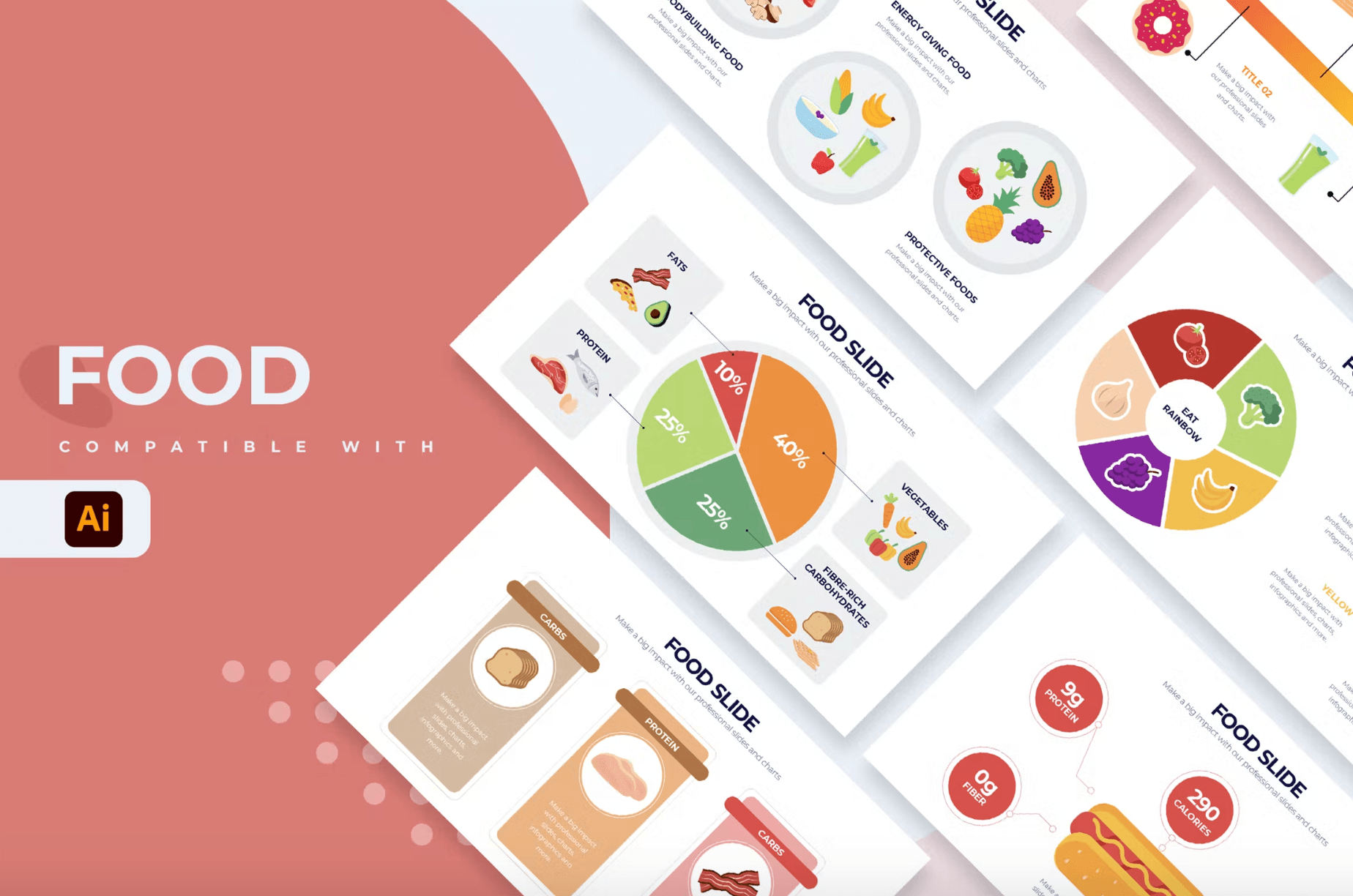 283Food Slides Illustrator Infographics - whaledesign