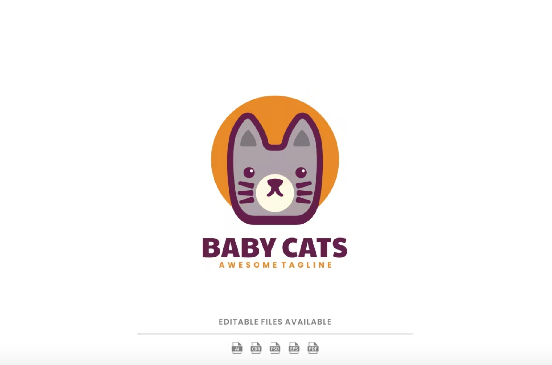 325Baby cat Simple Mascot Logo - whaledesign