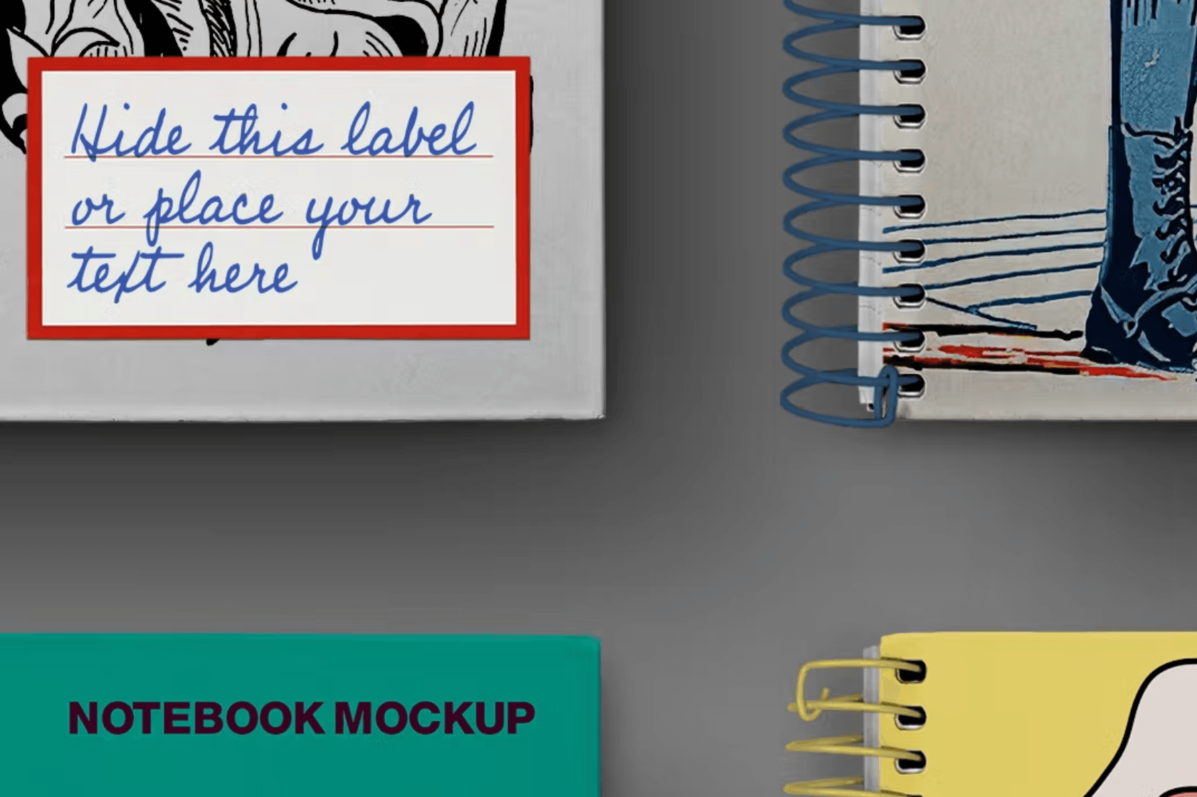 366Notebook Mockup Spiral School Set - whaledesign