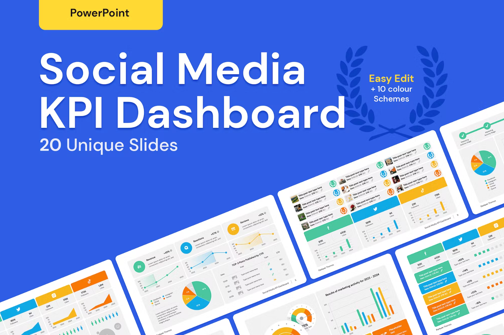 489Social Media KPI Dashboard for PowerPoint - whaledesign