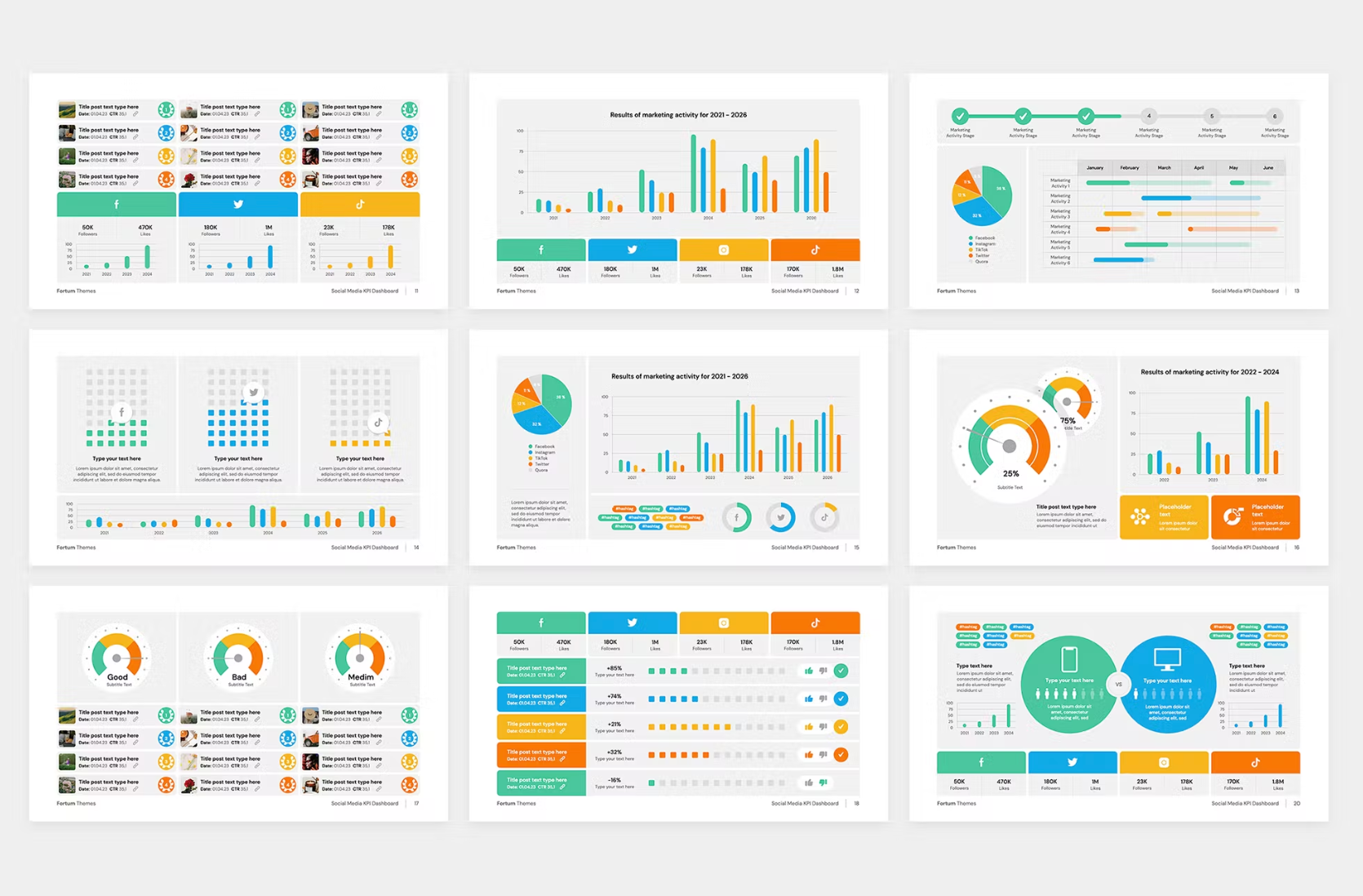 489Social Media KPI Dashboard for PowerPoint - whaledesign