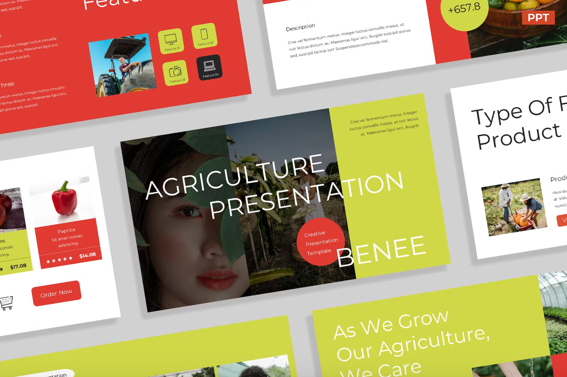 496Creative Yellow Red Agriculture Presentation - whaledesign