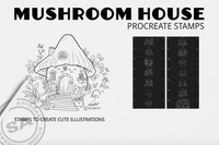 505 Mushroom House Procreate Stamps - whaledesign