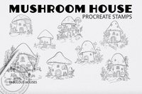 505 Mushroom House Procreate Stamps - whaledesign