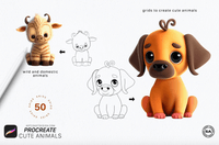 542Procreate Cute Animals Grids - whaledesign