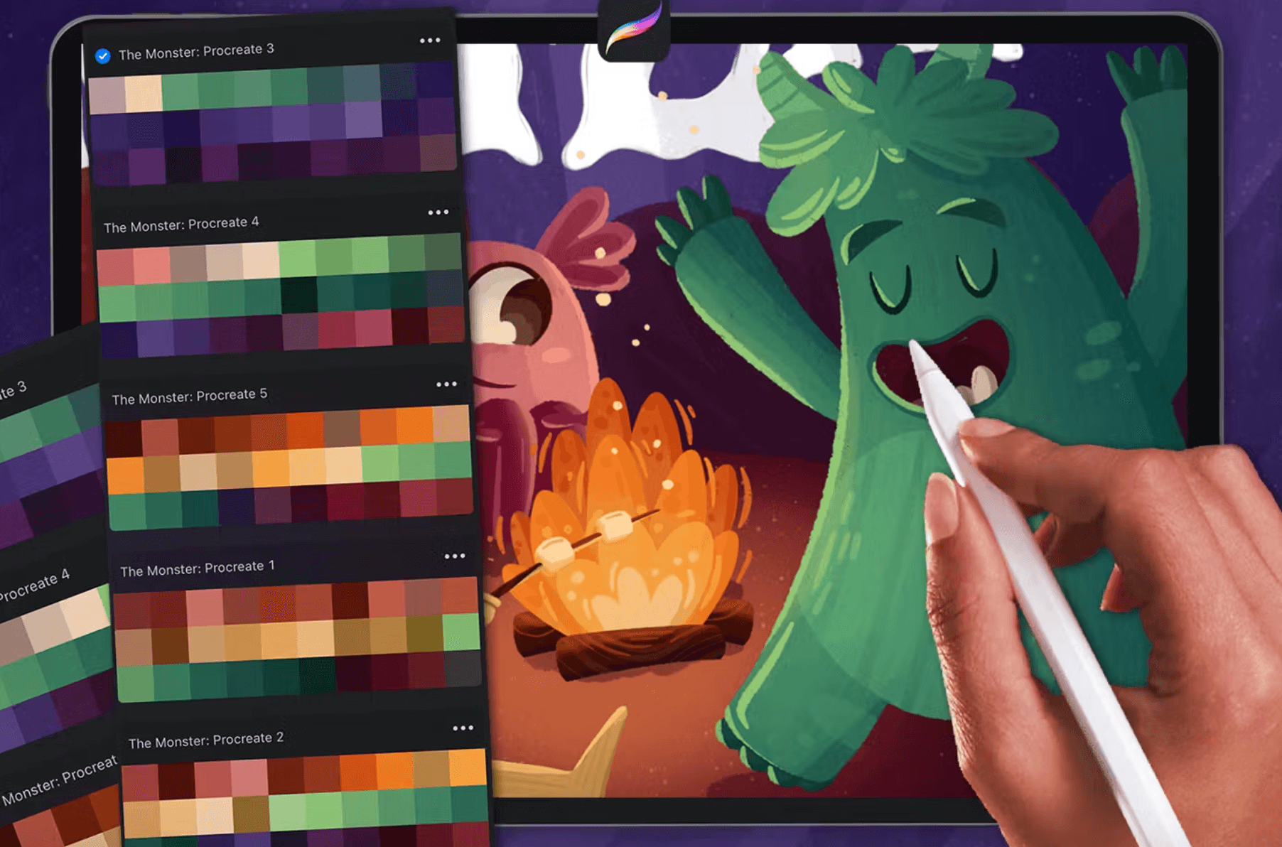 592 The Monster: Procreate Brushes - whaledesign
