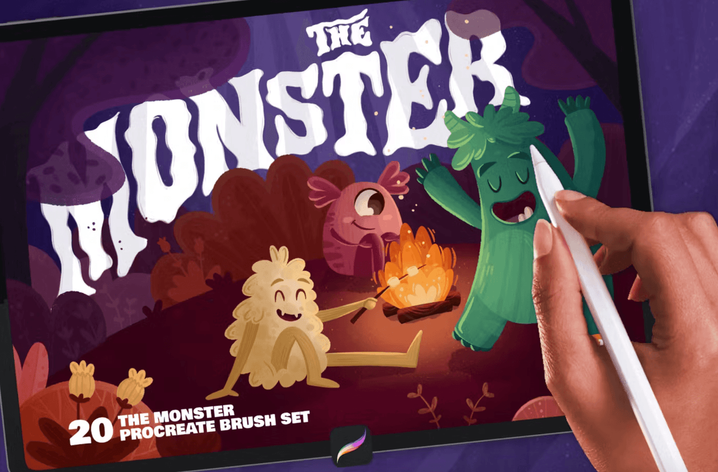 592 The Monster: Procreate Brushes - whaledesign