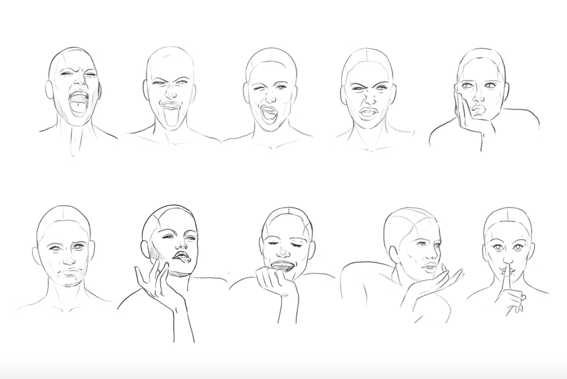 593 10 Face Emotion Stamps Procreate - whaledesign