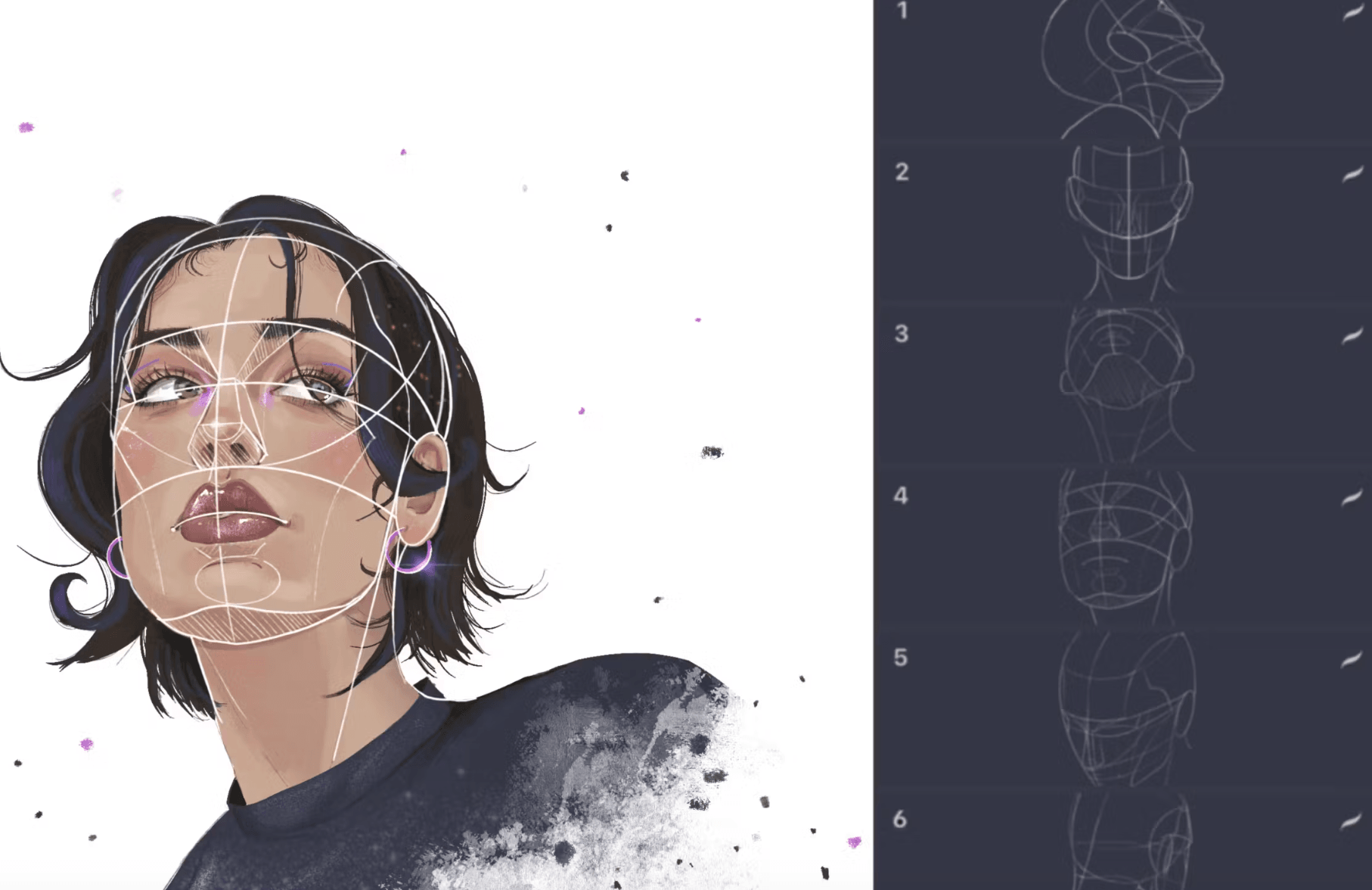 596 10 Portrait Guide Stamps Procreate - whaledesign