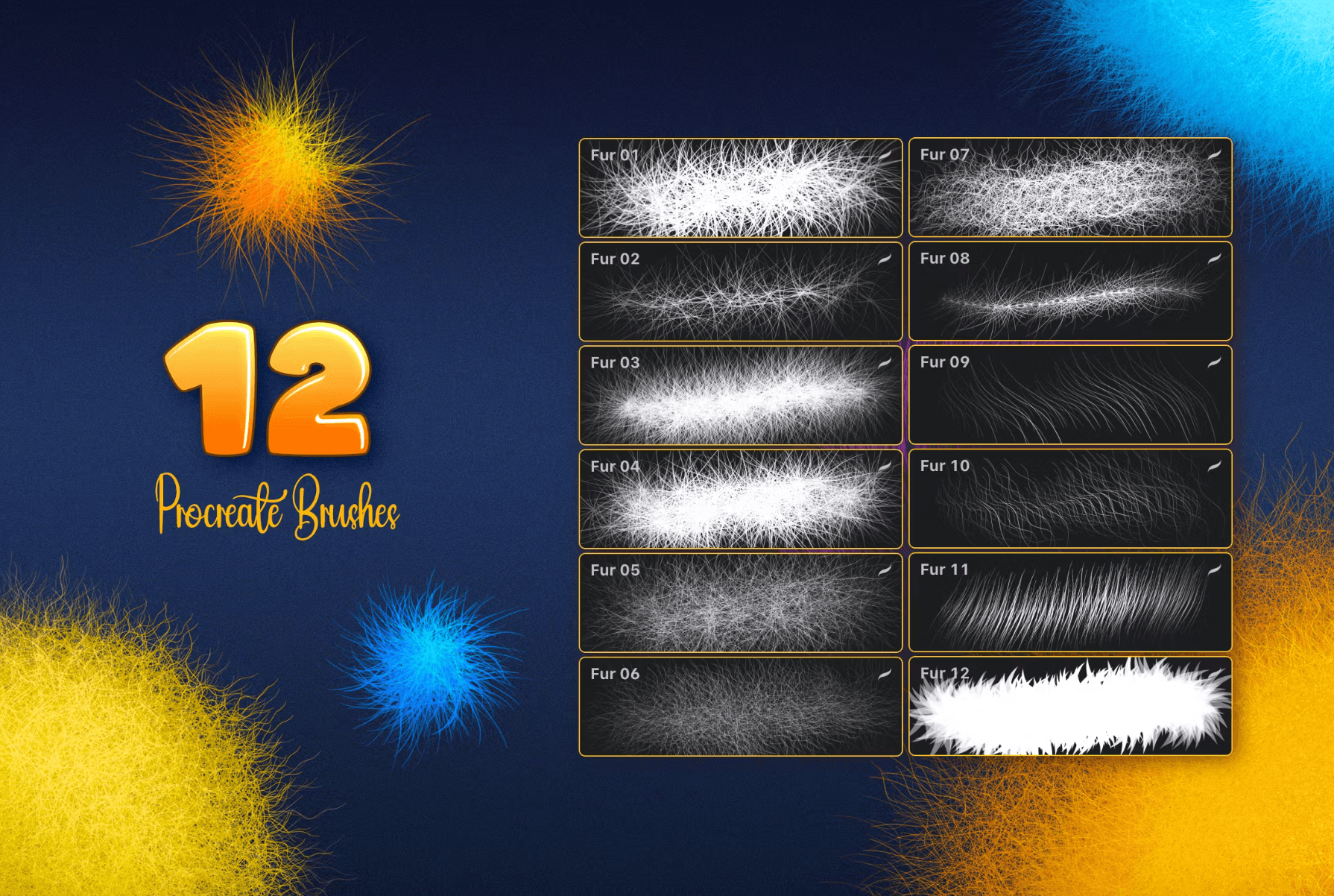 597 Fur Procreate Brushes - whaledesign