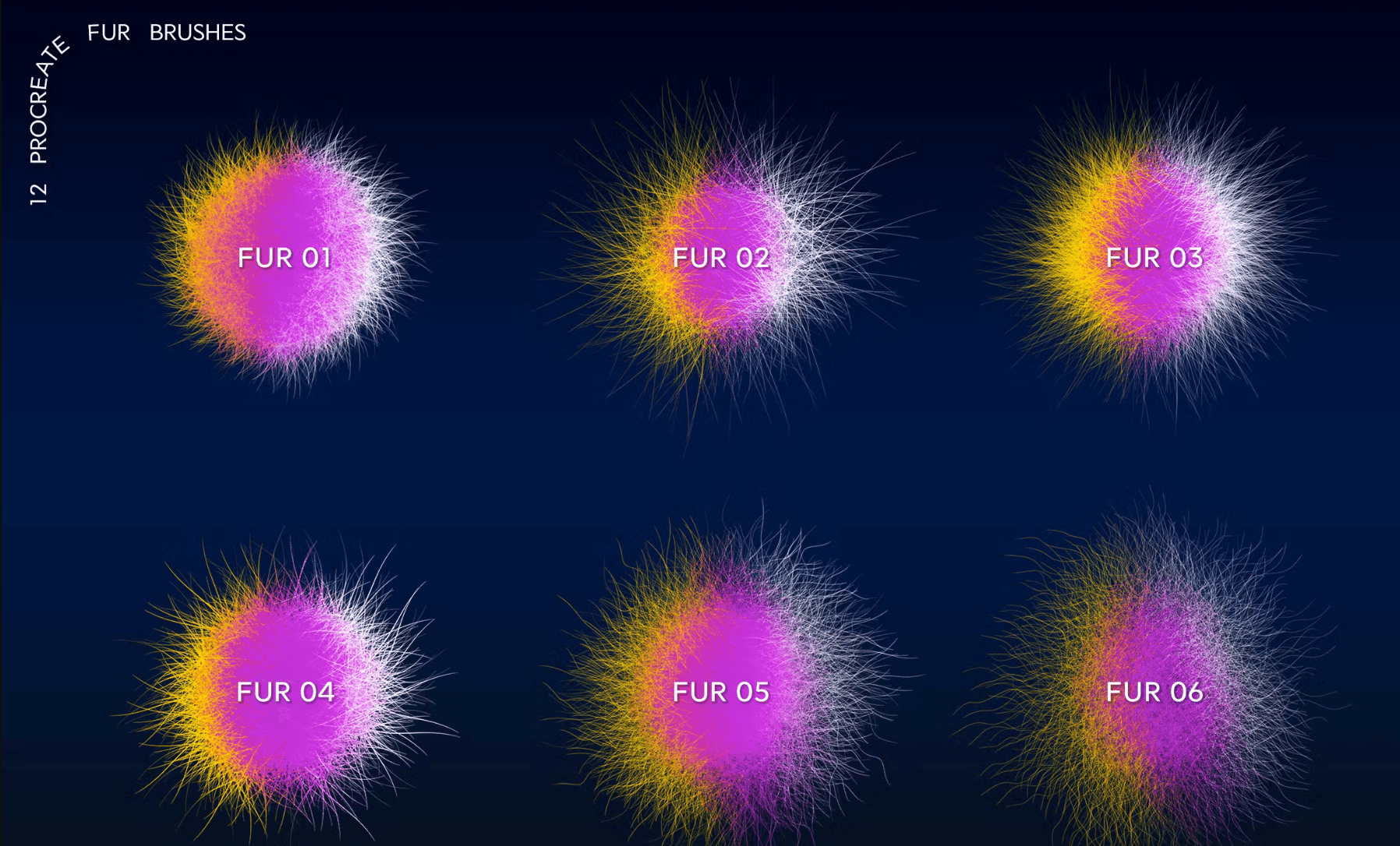 597 Fur Procreate Brushes - whaledesign