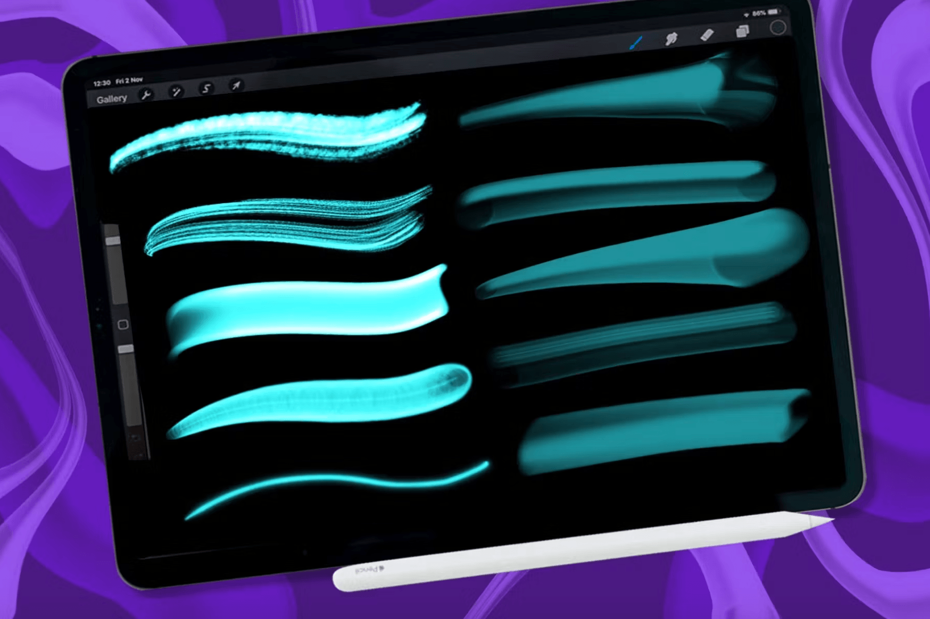 598 Neon Light Brush Procreate - whaledesign