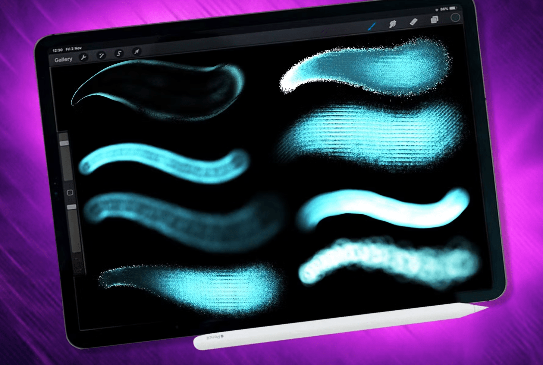 601 Dans Glowing Light Brush Procreate - whaledesign