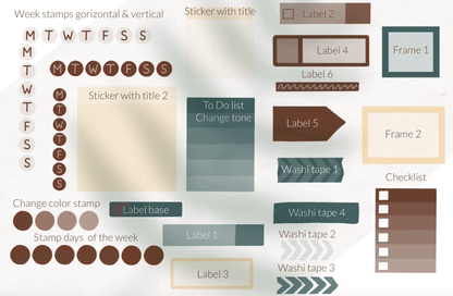 612 Procreate iPad planner stamps brush - whaledesign
