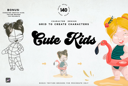 616 Cute Kids Grids for Procreate - whaledesign
