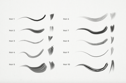 617 10 Hair Brushes Procreate - whaledesign