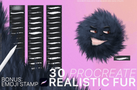621 Procreate Realistic Fur & Emoji - whaledesign