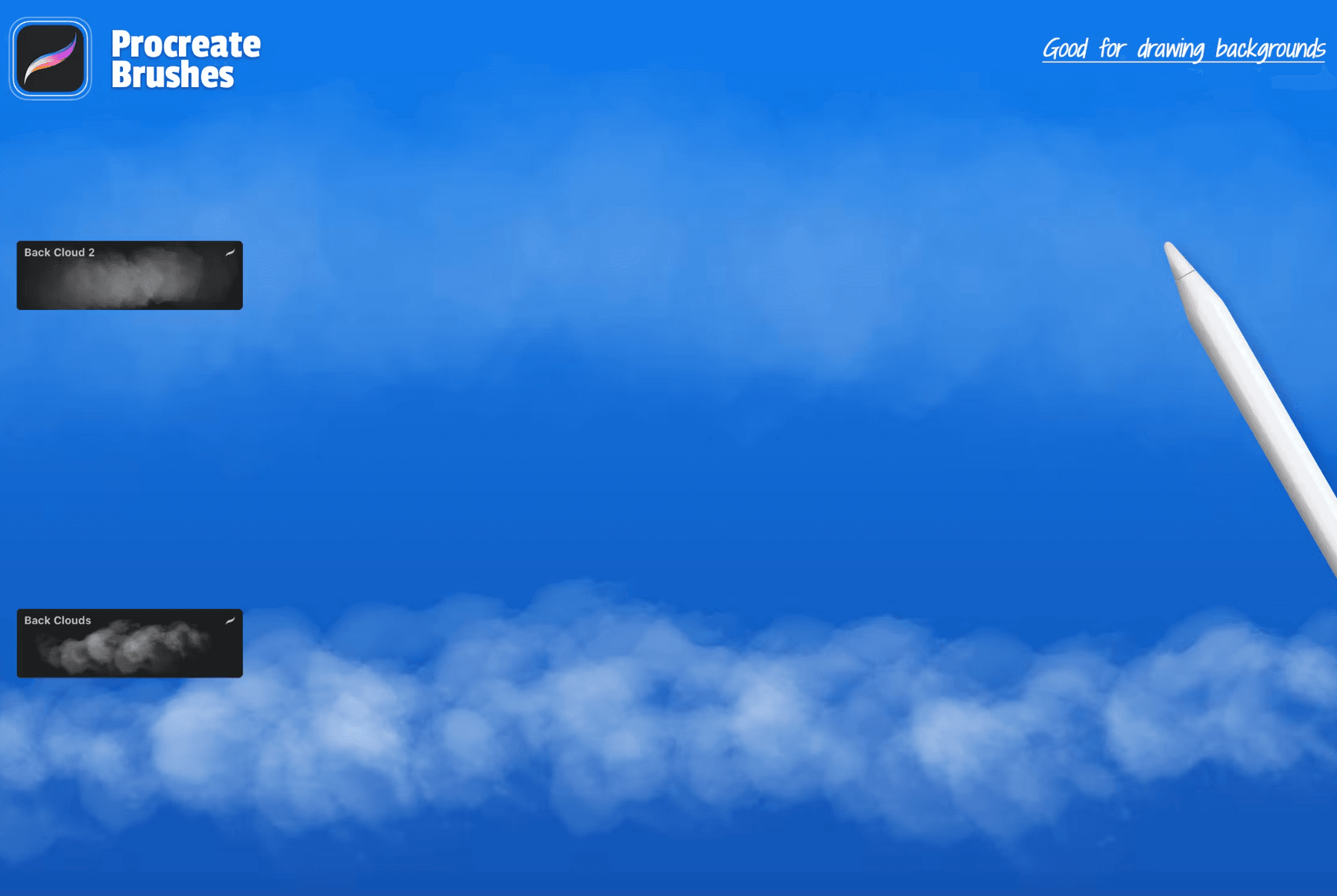 623 Clouds Procreate Brushes - whaledesign