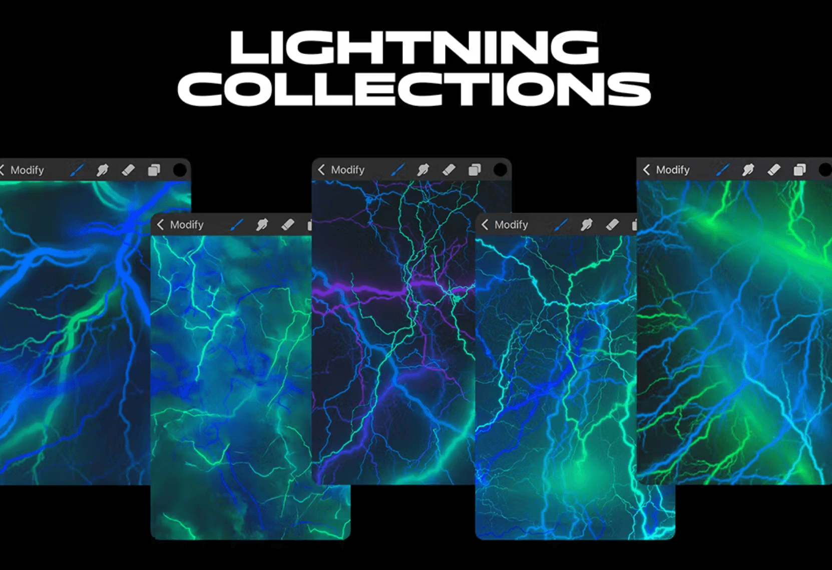 625 Procreate Lightning Brushes - whaledesign
