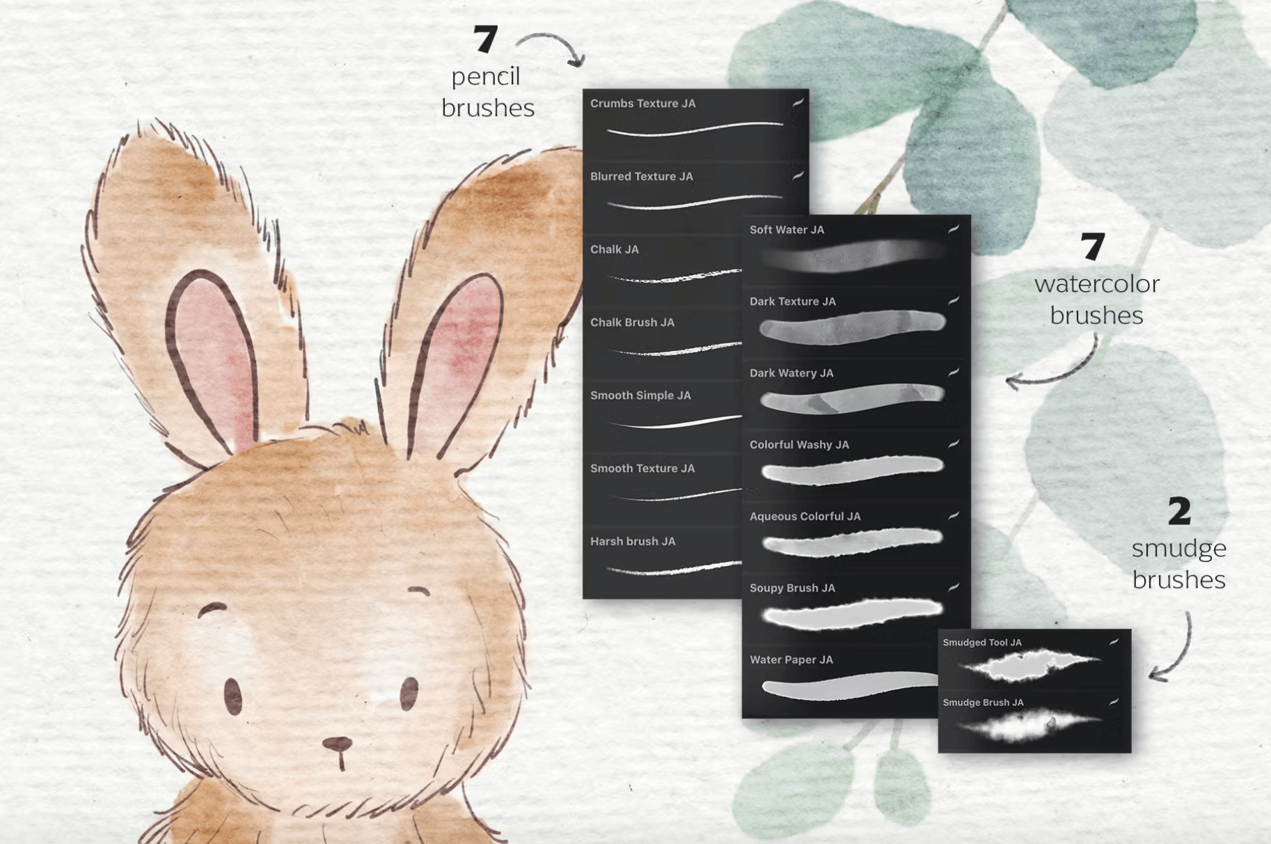 659 Watercolor&Pencil Procreate brushes - whaledesign