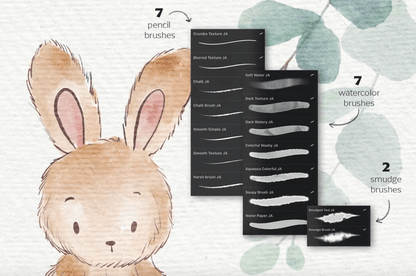 659 Watercolor&Pencil Procreate brushes - whaledesign