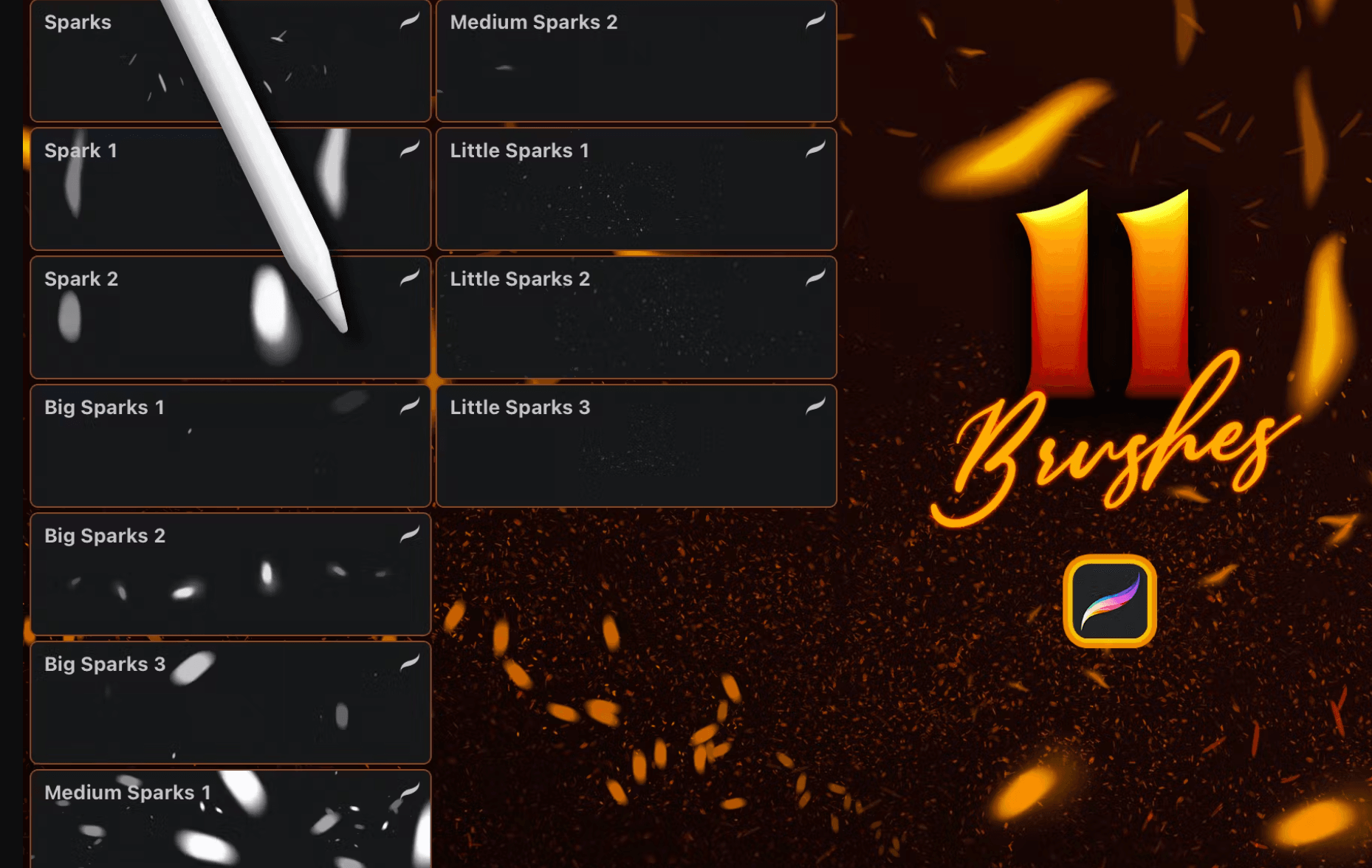 633 Sparks Procreate Brushes - whaledesign