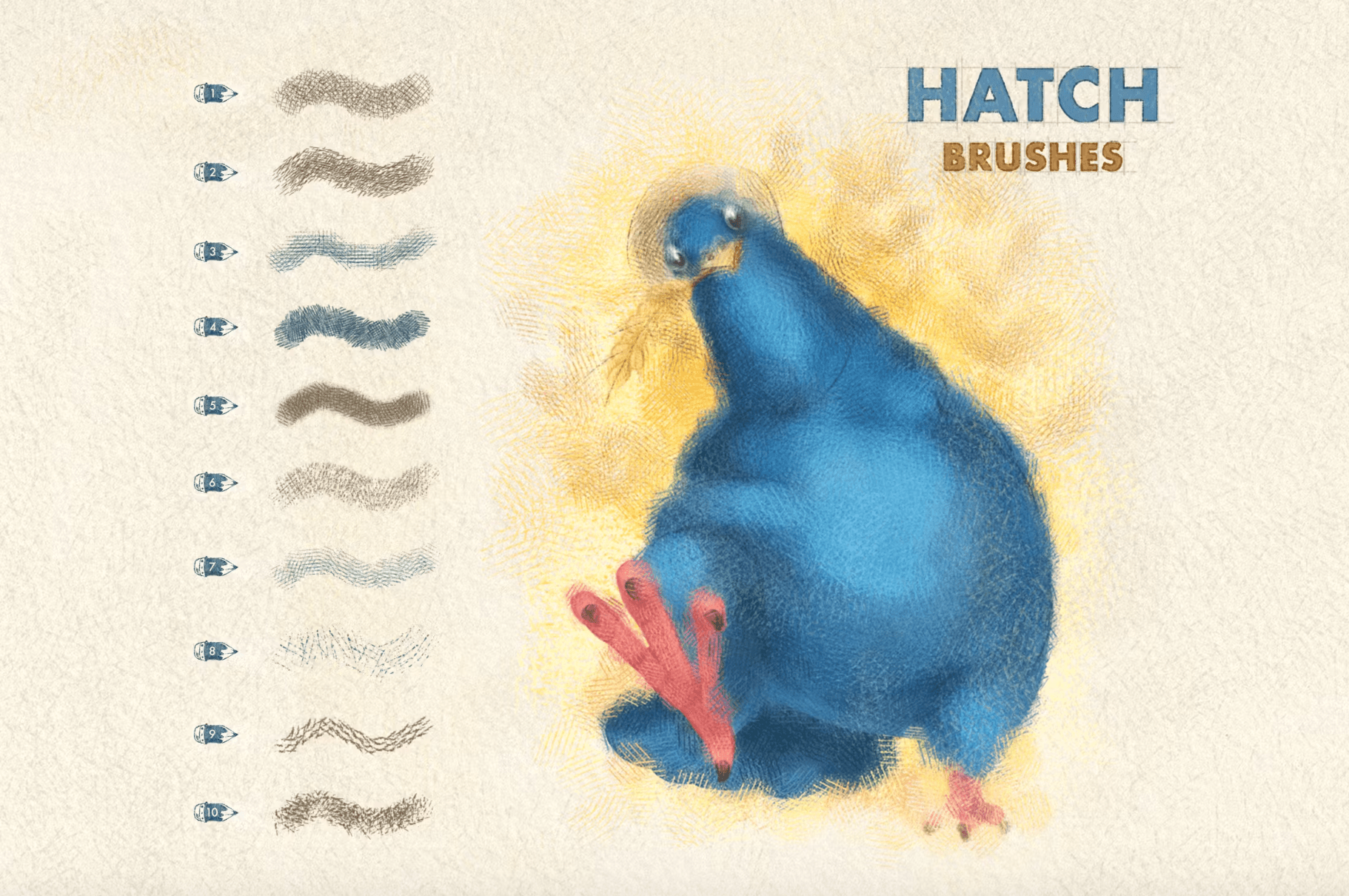 643 Spray & Hatch Procreate Brushes - whaledesign