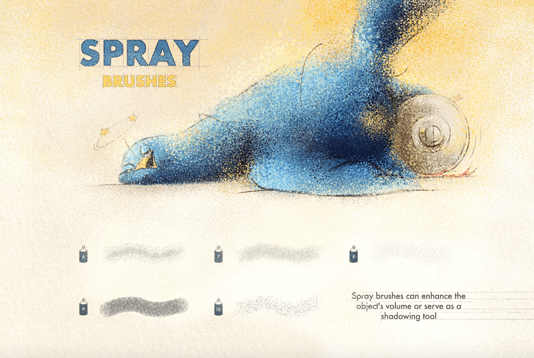 643 Spray & Hatch Procreate Brushes - whaledesign